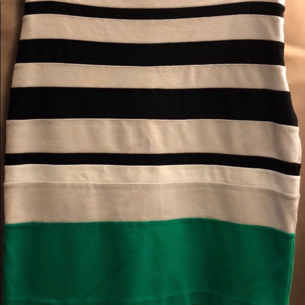 Express green/white/ black striped skirt bodycon